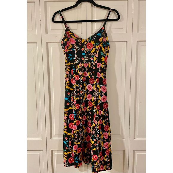 Express black floral tank midi dress size xs - Picture 3 of 11